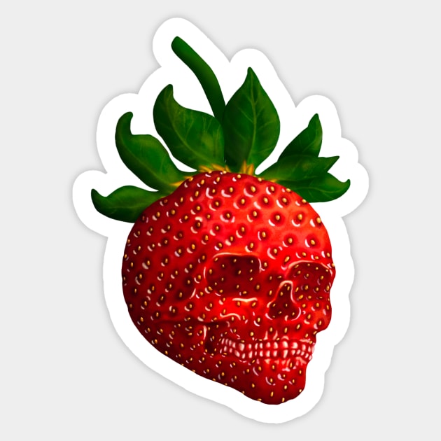 Strawberry Skull Sticker by Lyara Costa